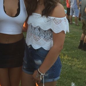 Off the shoulder white top!